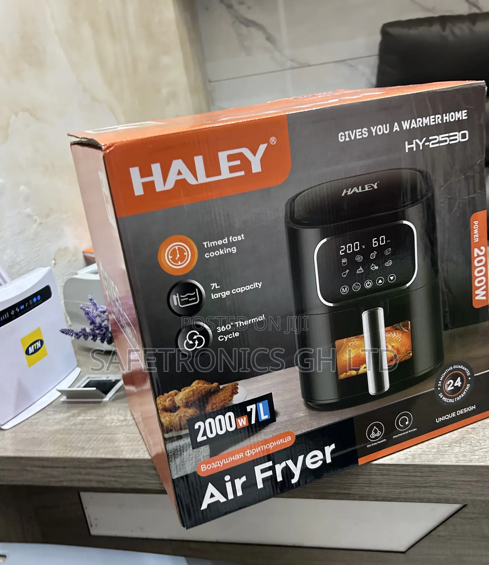 Newly in Box 7 Liters Haley 2000 Watts Hy-2530 Airfryer Maker Black