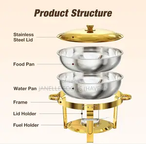 5-quart Stackable Stainless Steel Chafing Dish Buffet Warmer Set