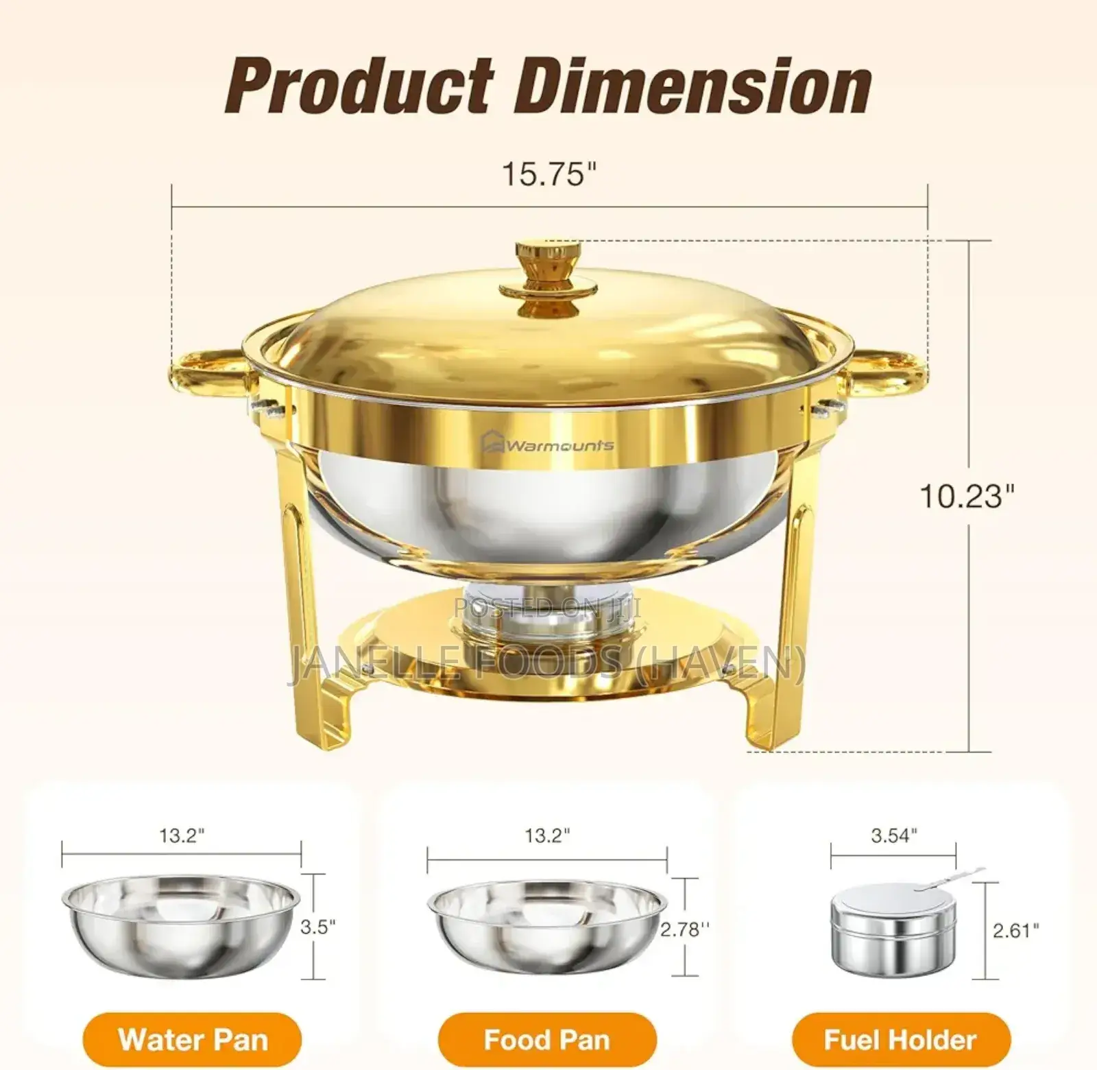 5-quart Stackable Stainless Steel Chafing Dish Buffet Warmer Set