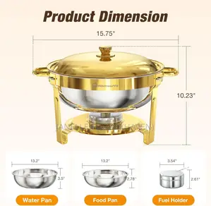 5-quart Stackable Stainless Steel Chafing Dish Buffet Warmer Set