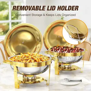 5-quart Stackable Stainless Steel Chafing Dish Buffet Warmer Set
