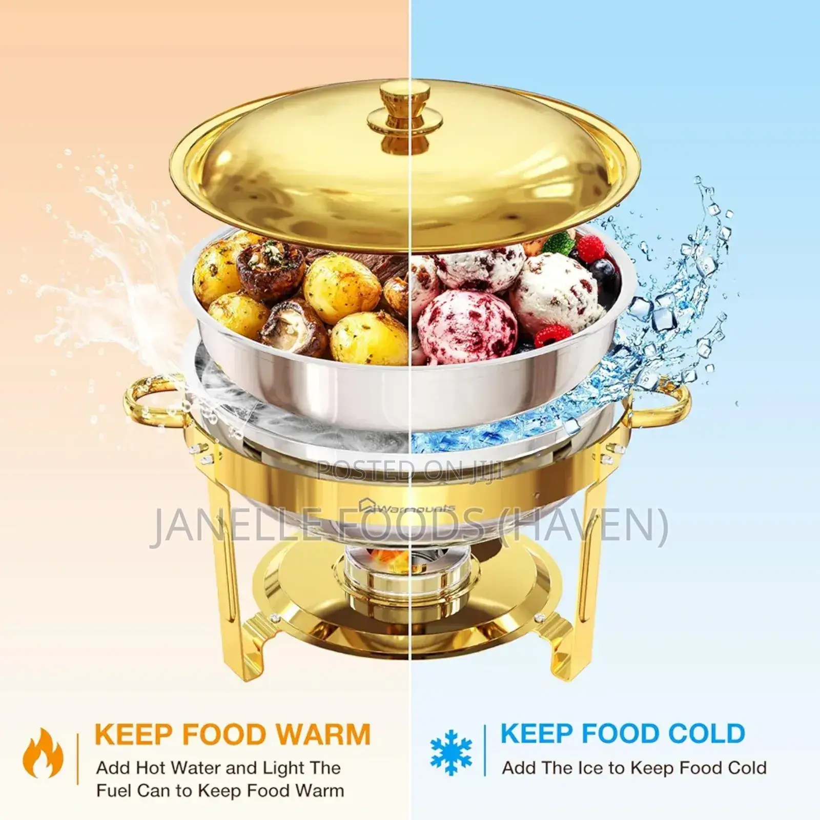 5-quart Stackable Stainless Steel Chafing Dish Buffet Warmer Set