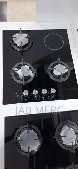 4 Burners, Gas 3 and Electric 1 Combination Hob Black New