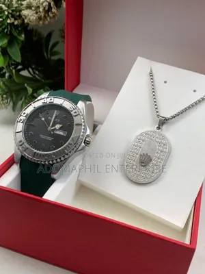 Anti-Fade Authentic Rolex Silicon Strap Watch and Necklace
