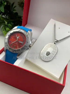 Anti-Fade Authentic Rolex Silicon Strap Watch and Necklace