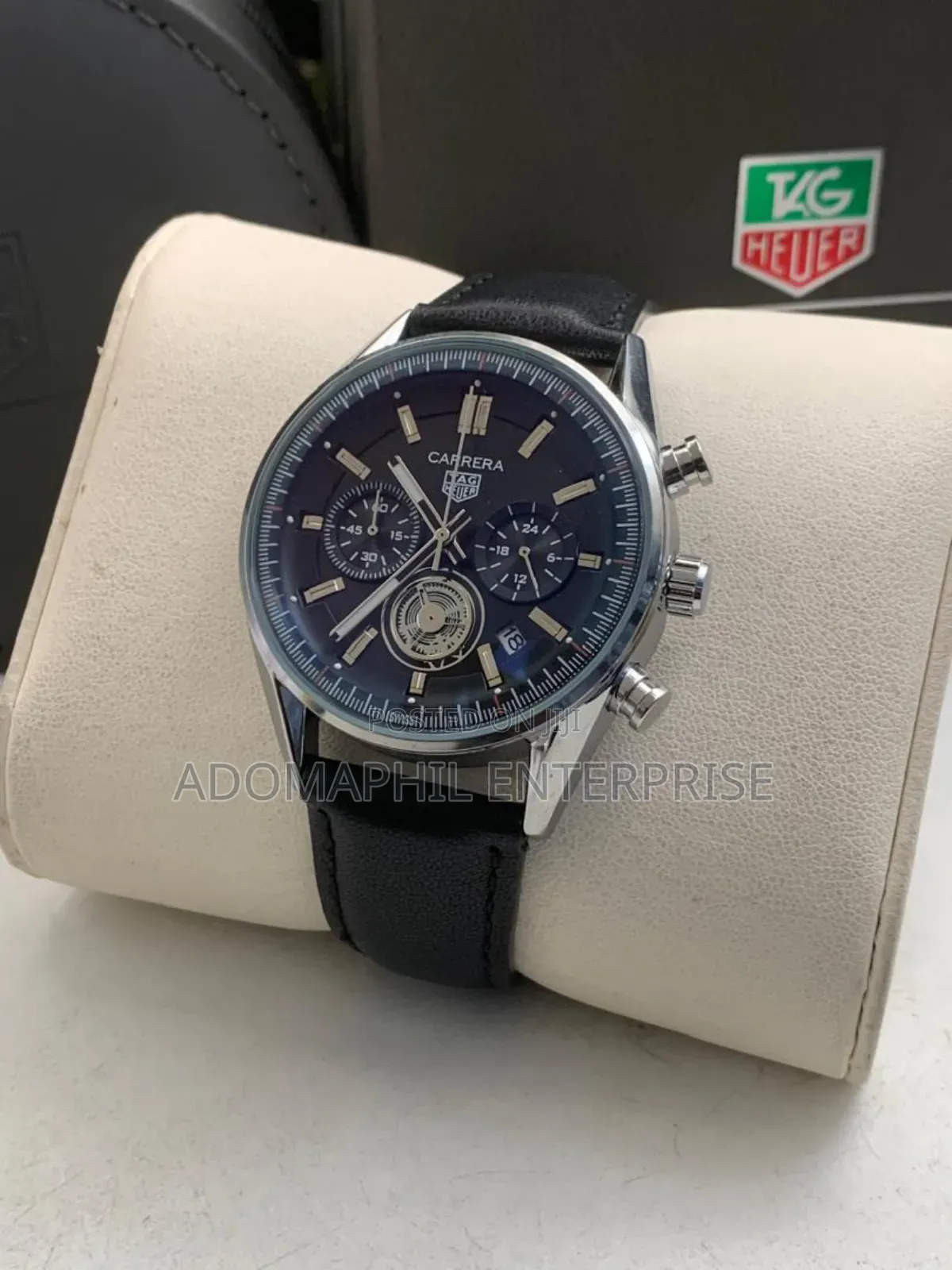 Anti-Fade Tag Heuer Chronograph Leather Watch