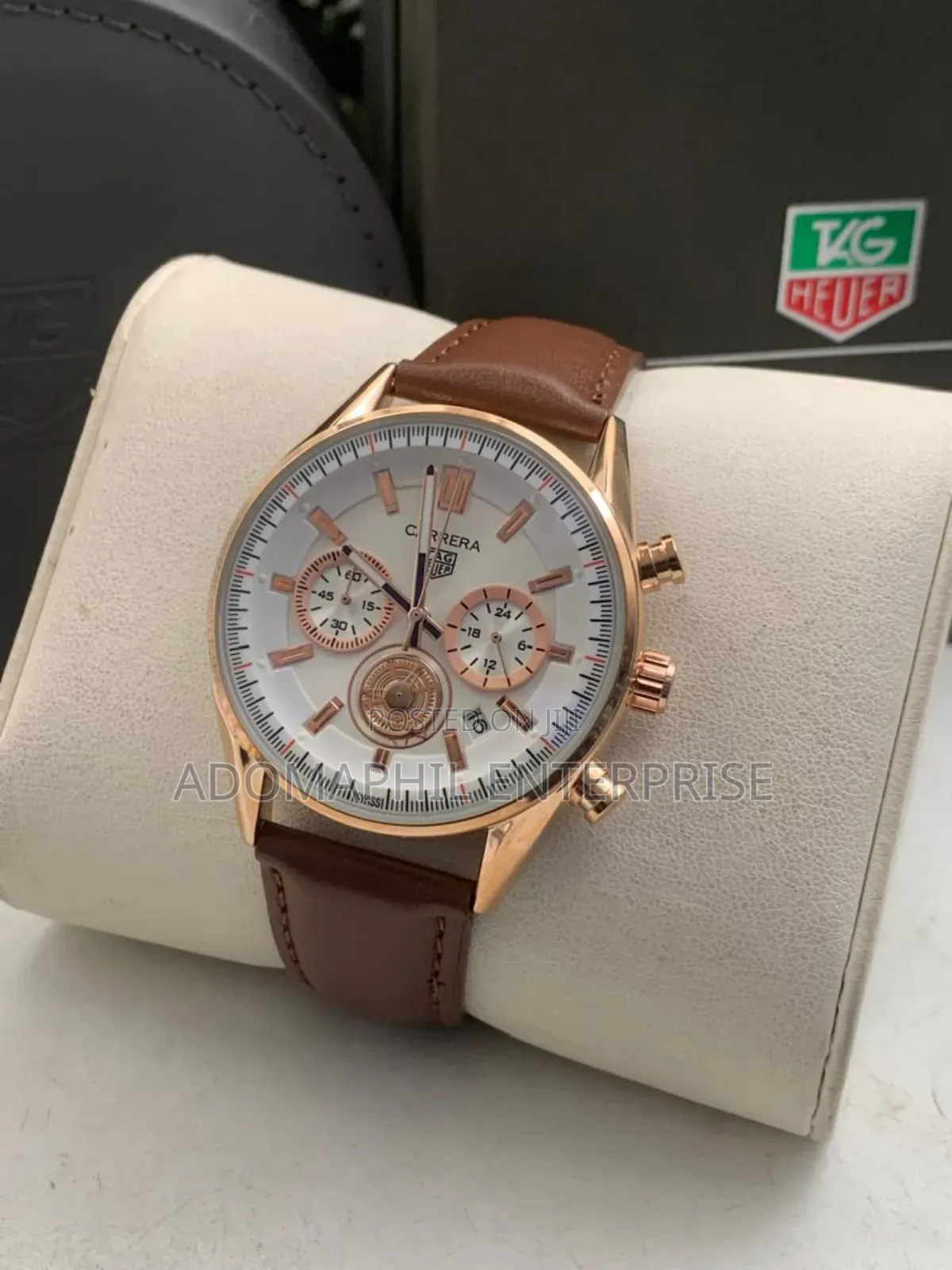 Anti-Fade Tag Heuer Chronograph Leather Watch