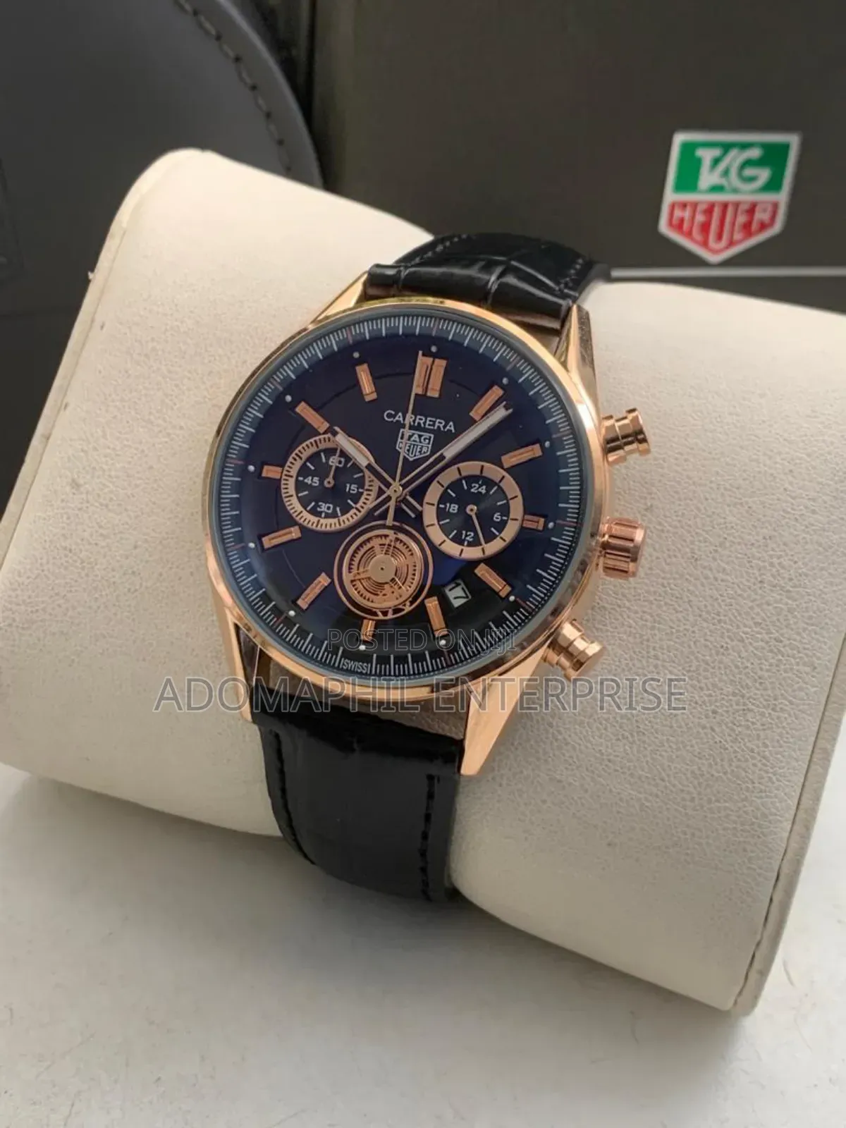 Anti-Fade Tag Heuer Chronograph Leather Watch