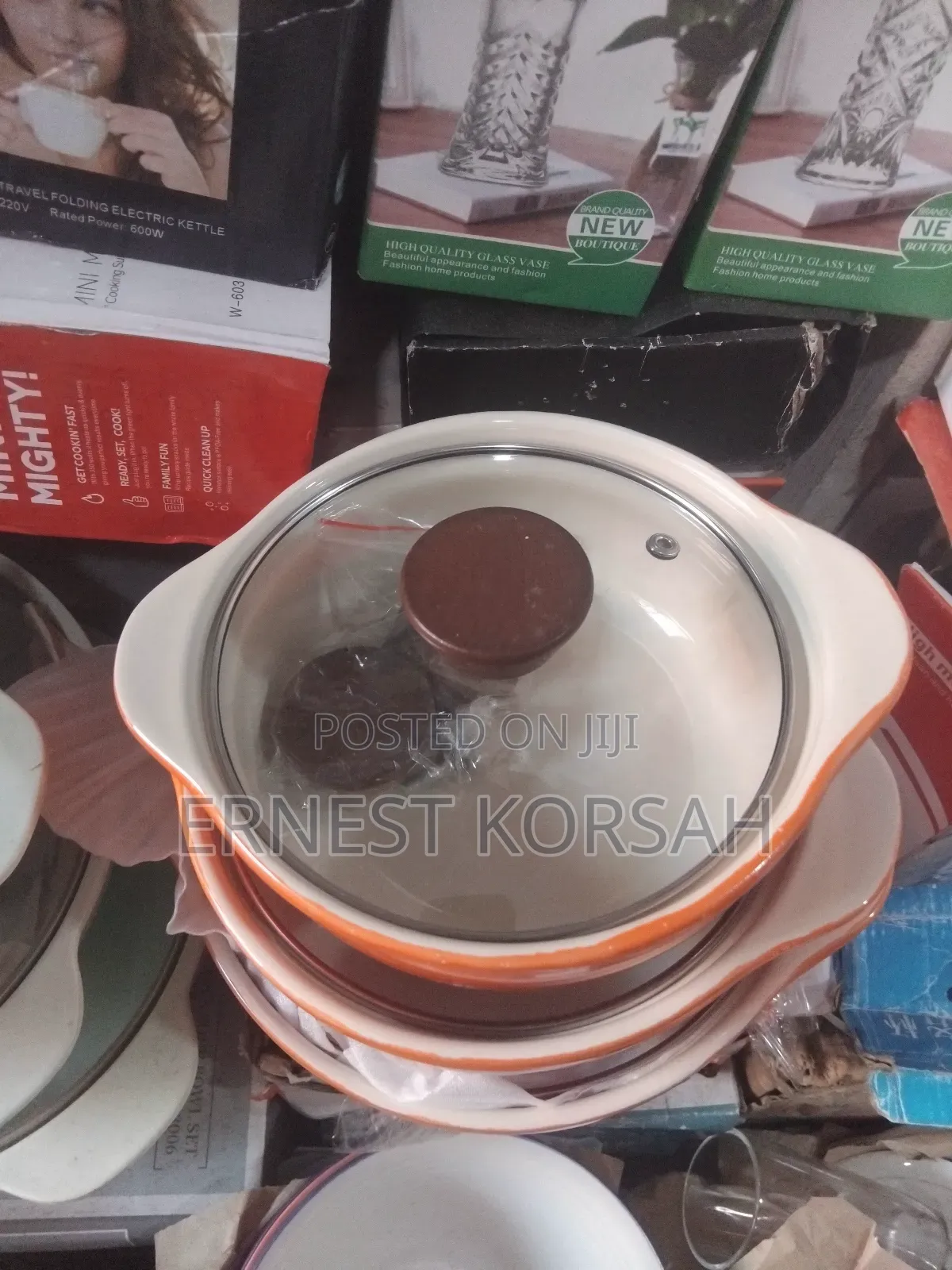 3 PCS Gradient Ceramic Soup Pot Set