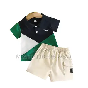 Boy Outfit Set Colorful Polo Shirt and Short Set Ages 18-24m