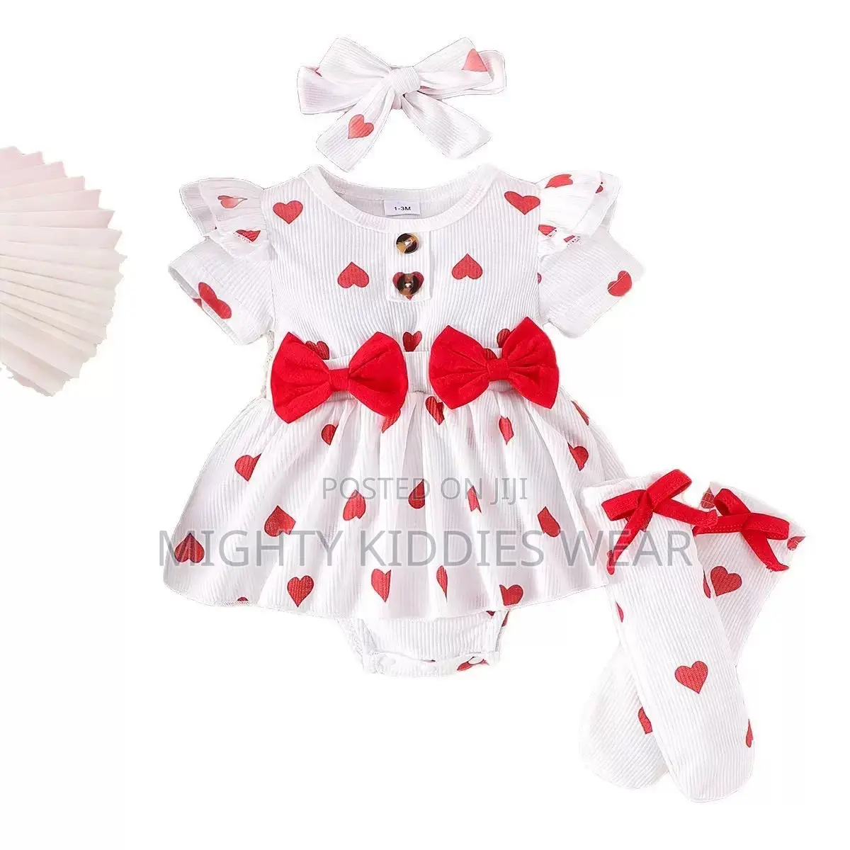 Baby Girls Bows Headband Rompers Outfit Ages 3m-6m