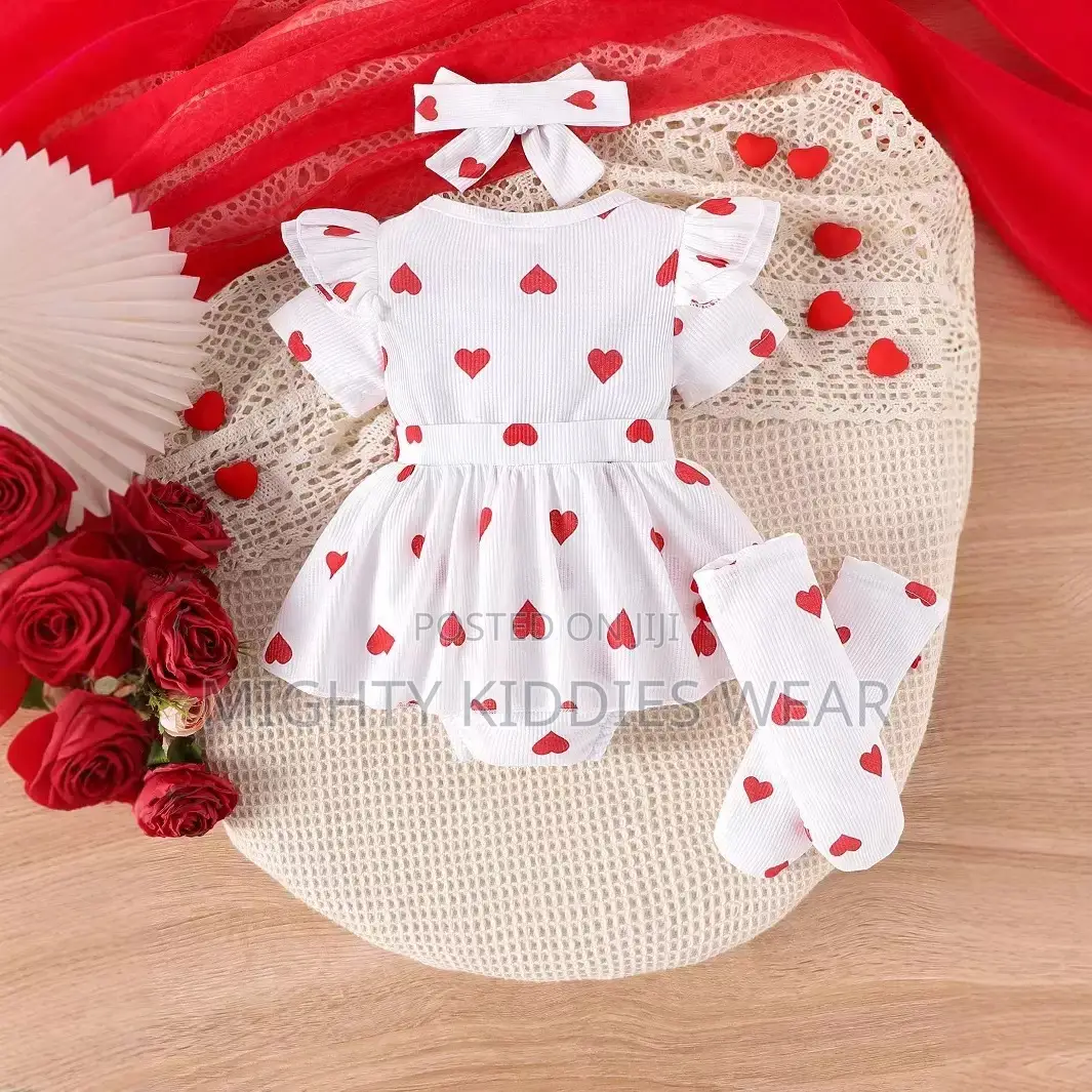Baby Girls Bows Headband Rompers Outfit Ages 3m-6m