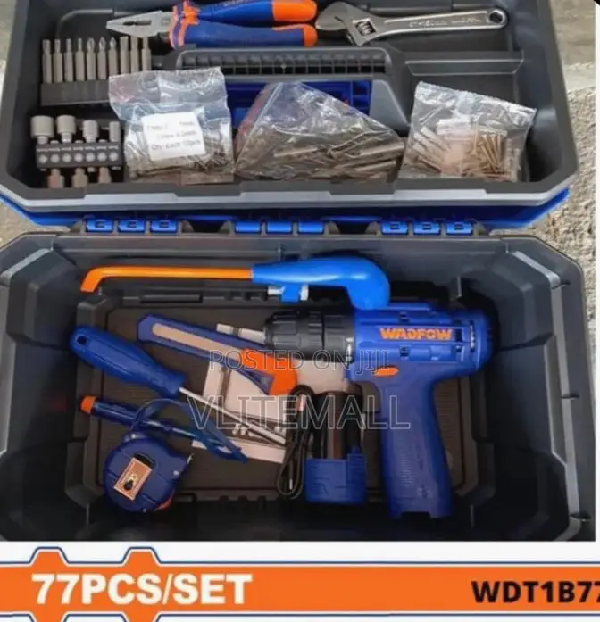 Wadfow 12v 77 Pieces Lithium-Ion Cordless Tools Set - Wdt1b77