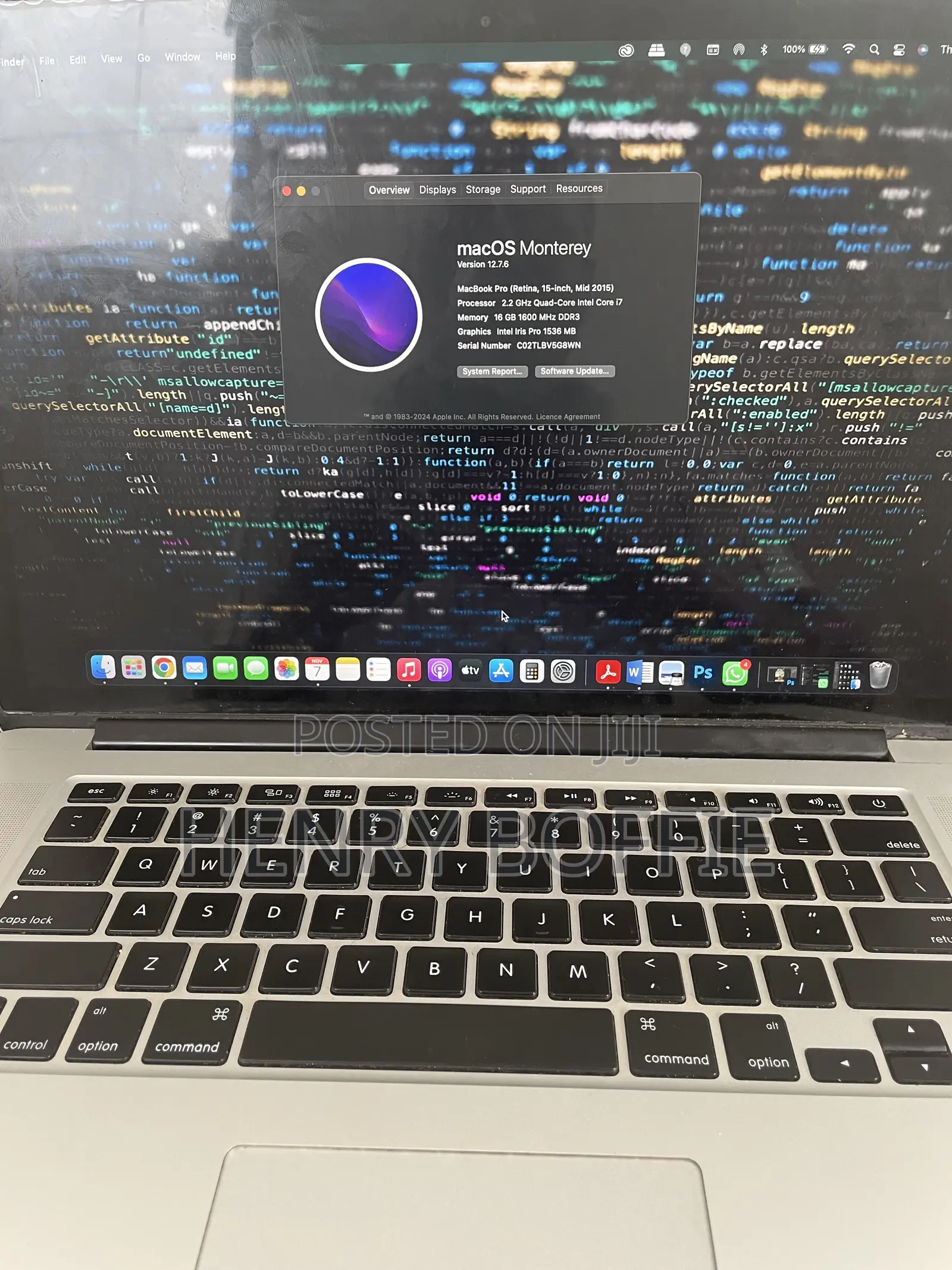 Laptop Apple MacBook Pro 2015 16GB Intel Core i7 SSD 512GB