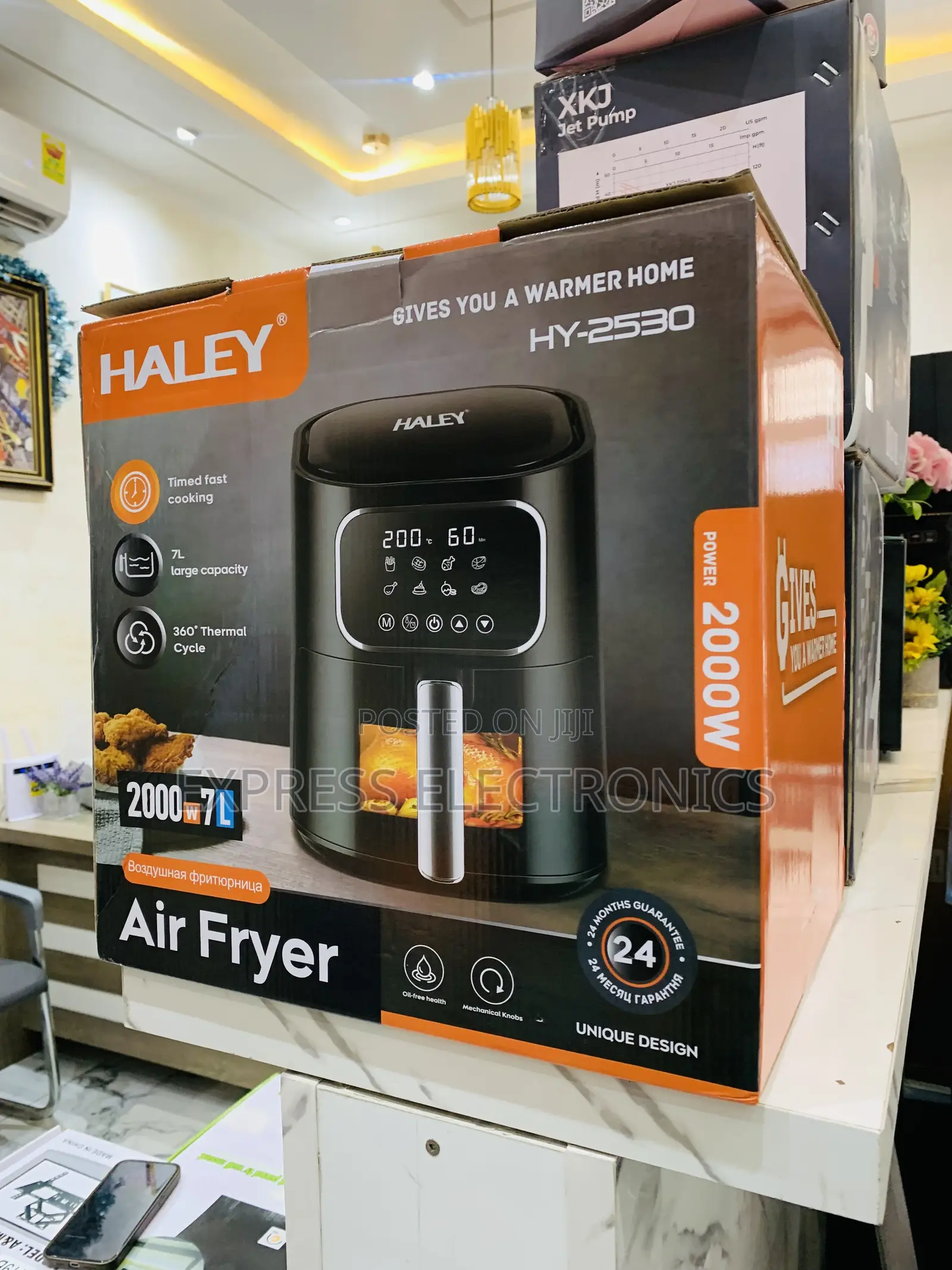 Brand New Sleek Black. Haley-Hy-2530 Haley Air Fryer Maker 7ltr 2000w