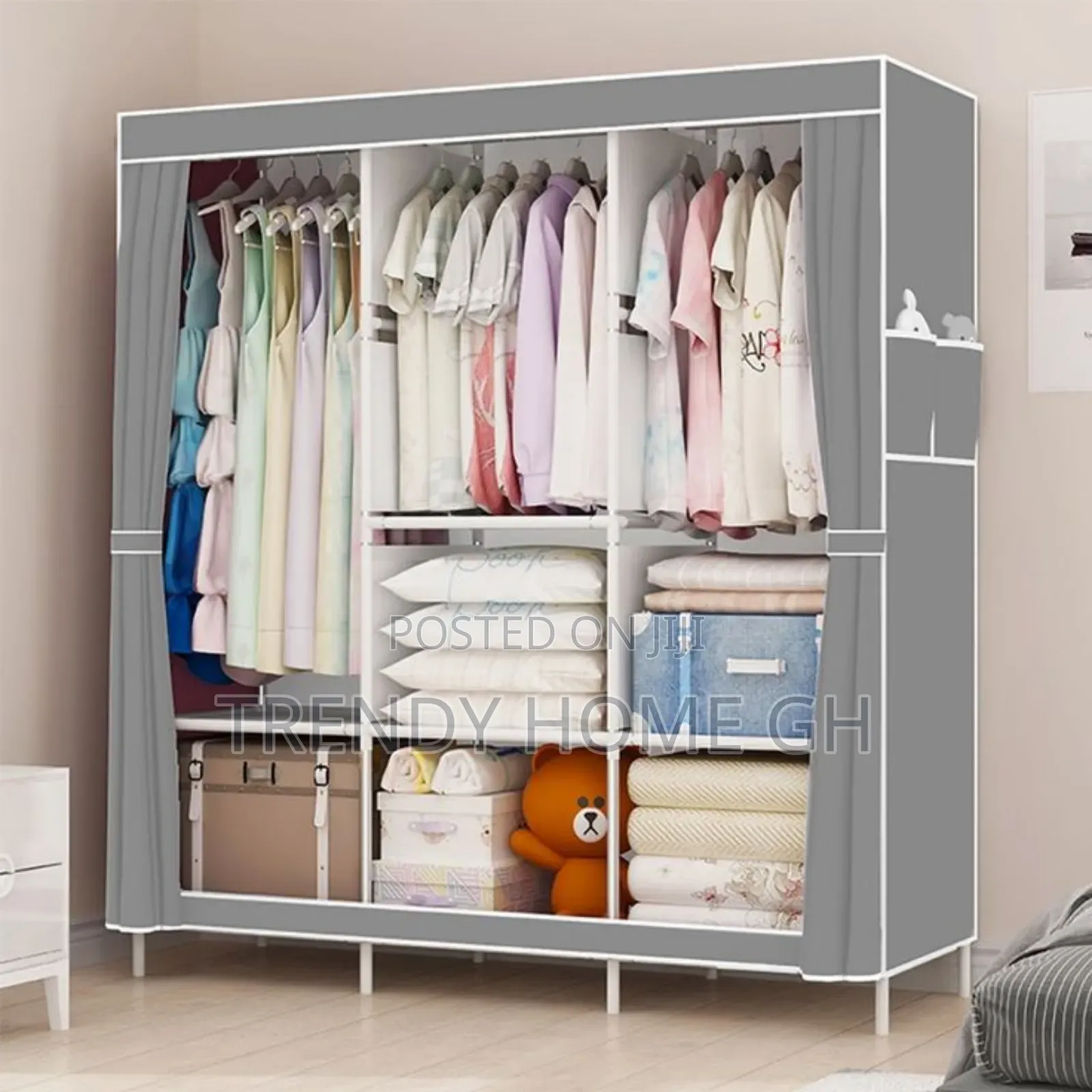 “Durable Foldable Wardrobe With Strong Metal Frame