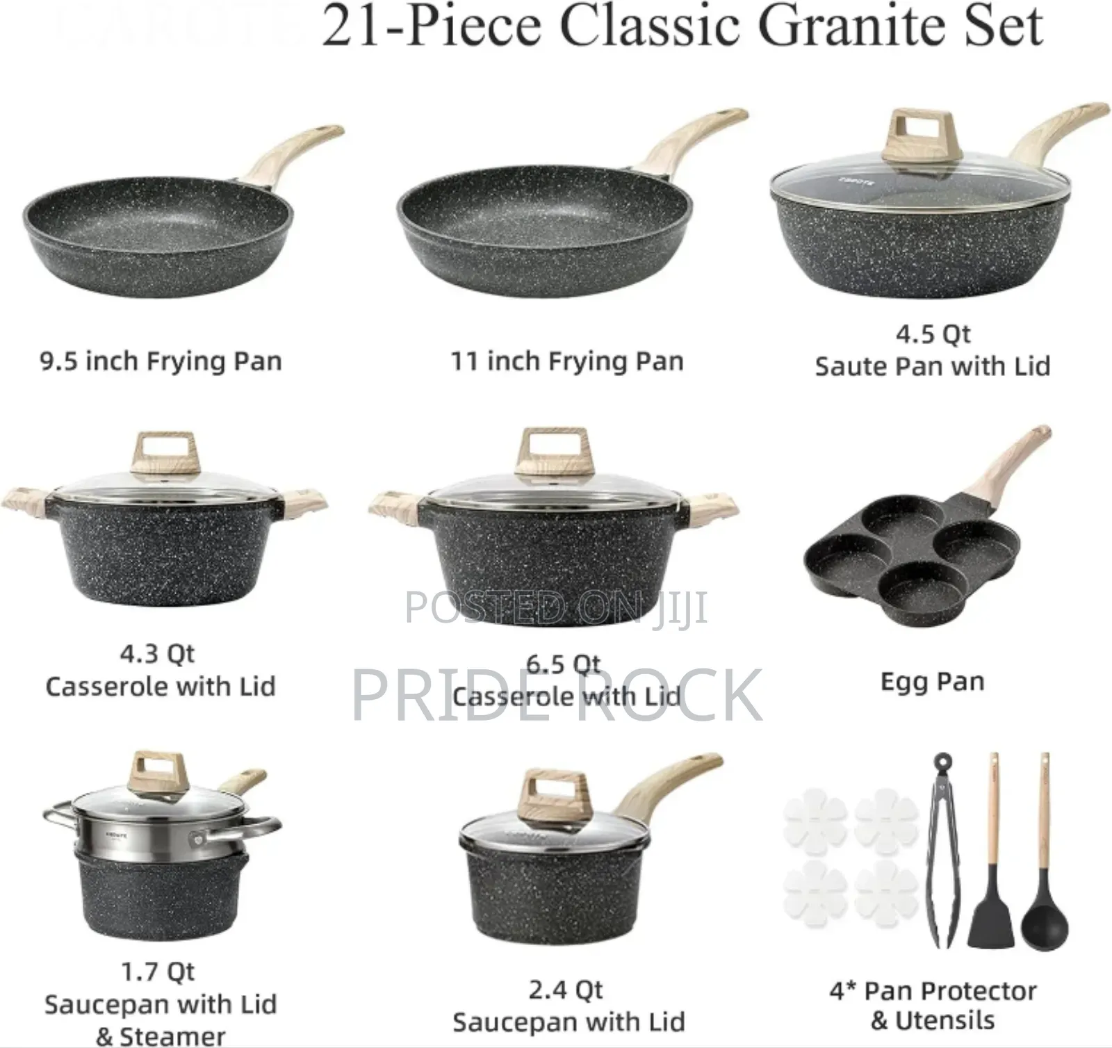 Non Stick Pan, Cook Ware, Granite, Black and Cream