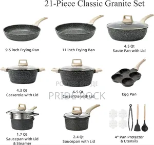 Non Stick Pan, Cook Ware, Granite, Black and Cream