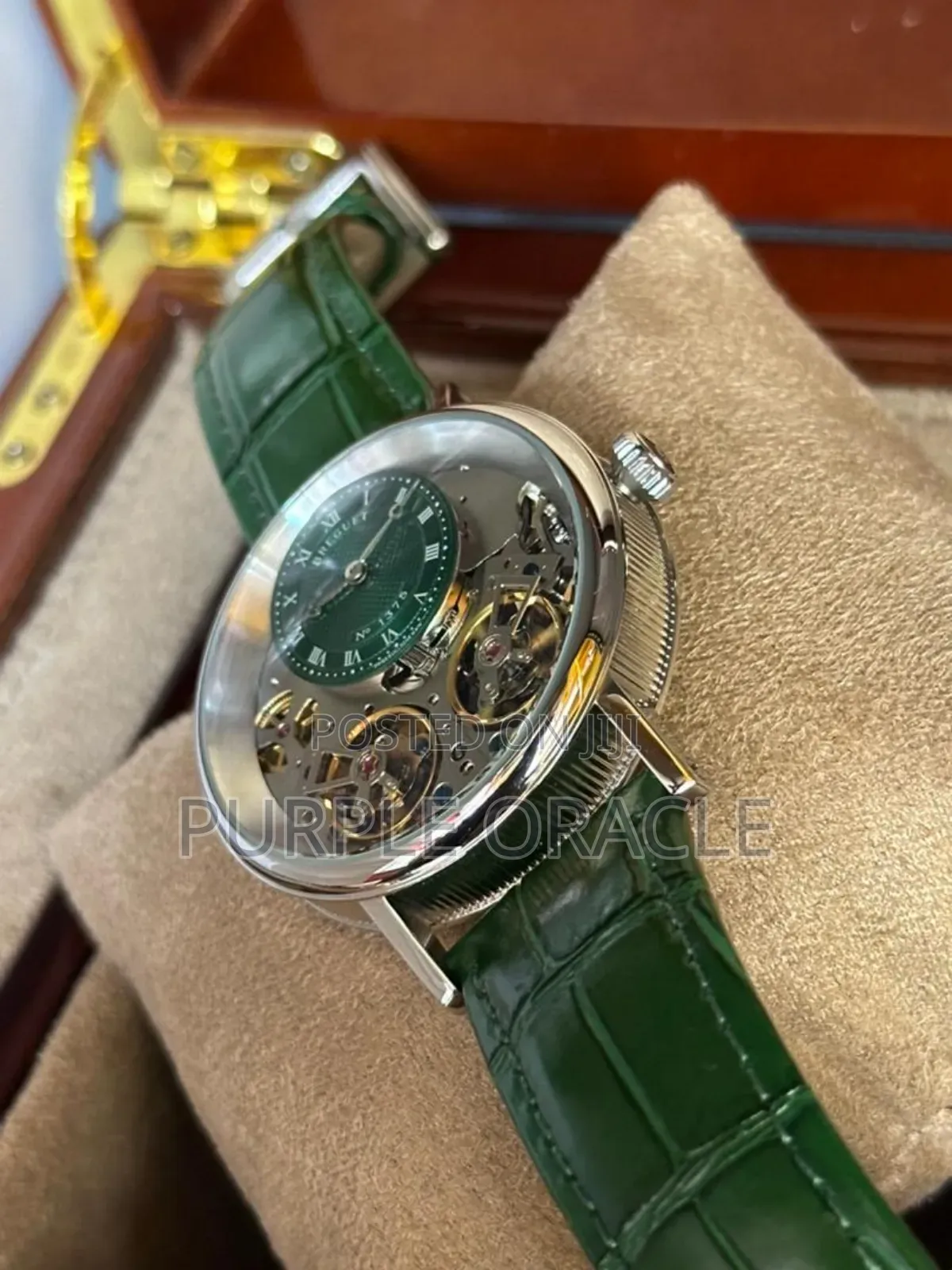 All New Green Leather Strap Breguet Automatic Watch