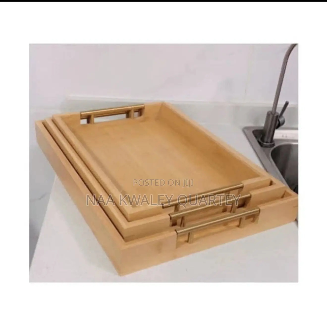 Bamboo Wooden Serving Trays 3pcs Set