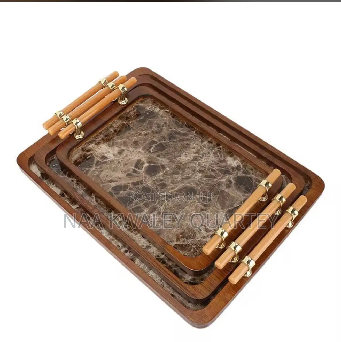 Bamboo Wooden Serving Trays 3pcs Set