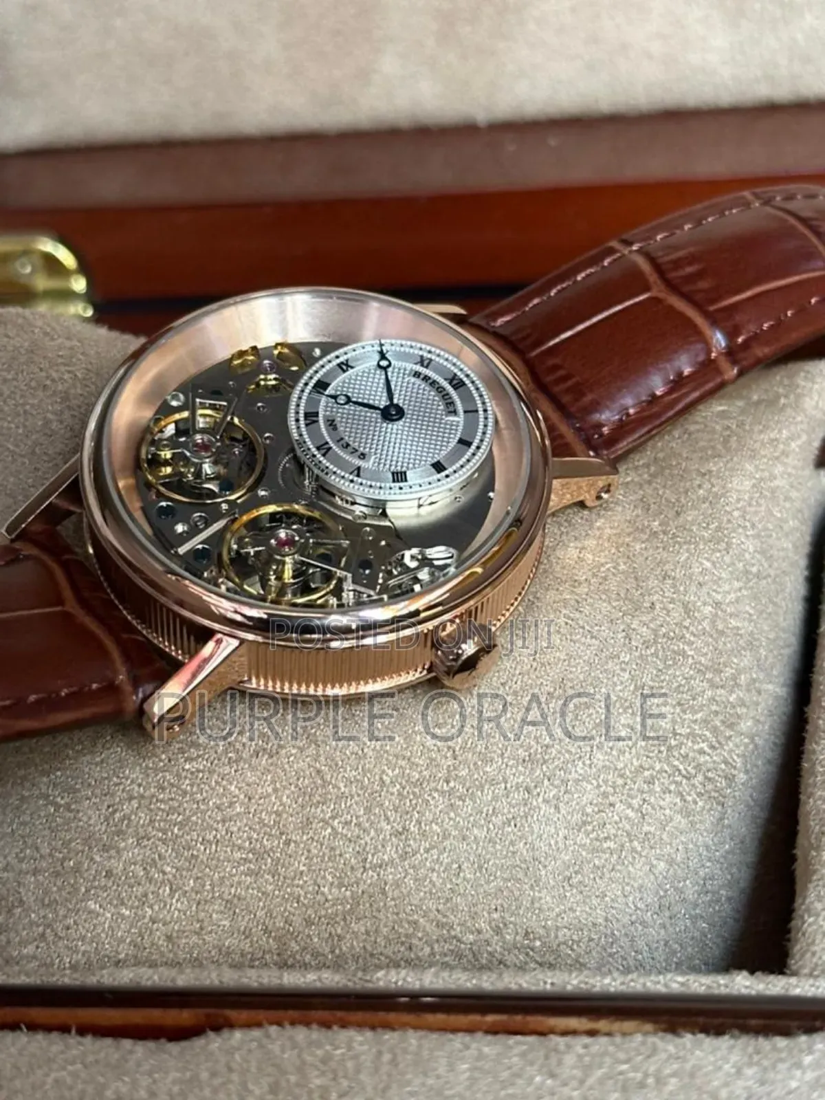 Genuine Brown Leather Breguet Mechanical Watch