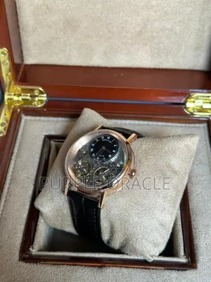 Genuine Bkack Leather Strap Breguet Mechanical Watch for Men
