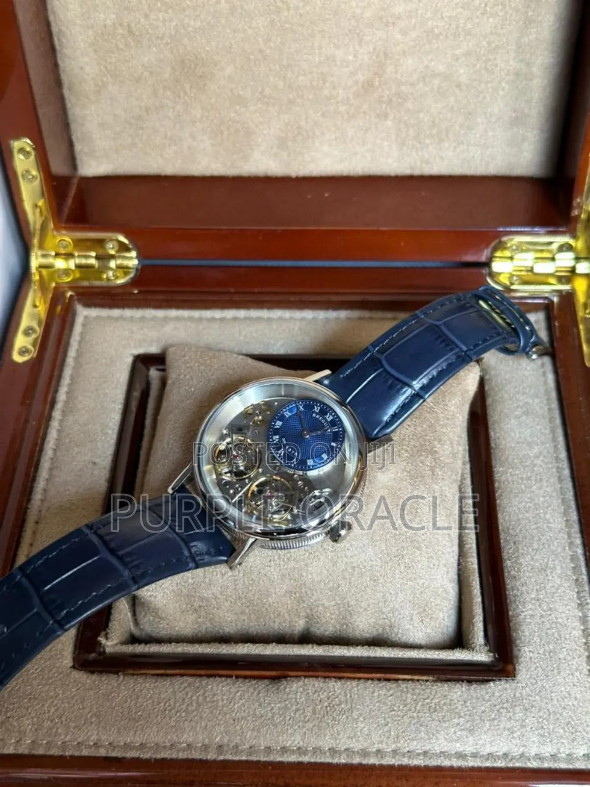 Blue Leather Strap Breguet Men's Mechanical Timepiece