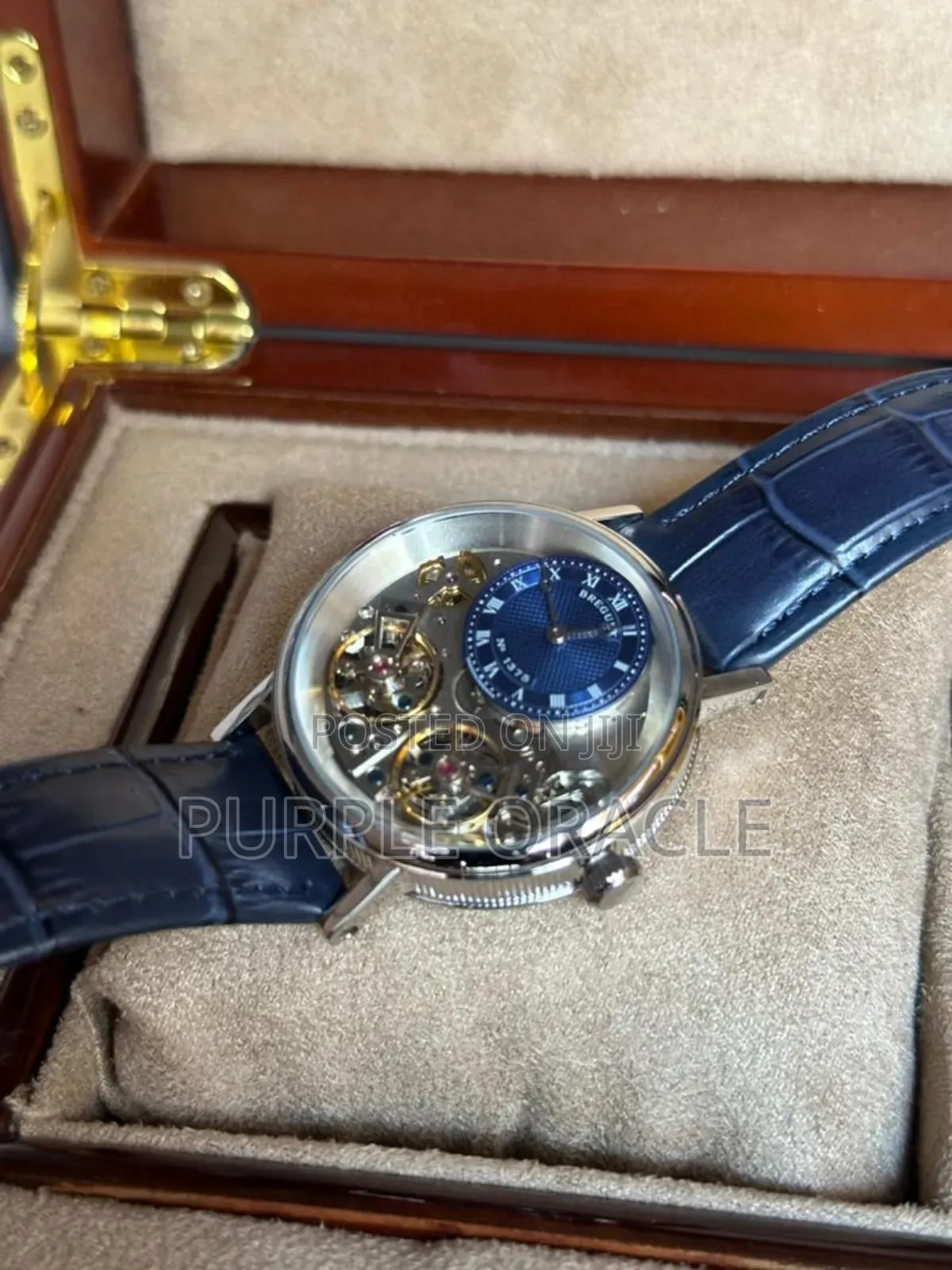 Blue Leather Strap Breguet Men's Mechanical Timepiece