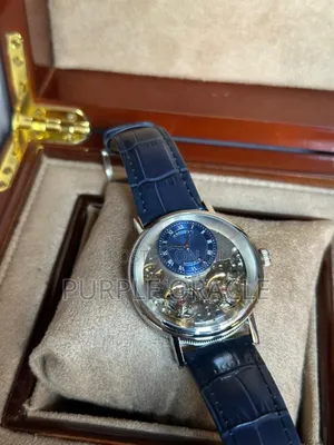 Blue Leather Strap Breguet Men's Mechanical Timepiece