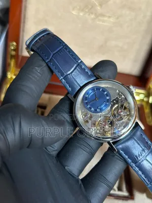 Blue Leather Strap Breguet Men's Mechanical Timepiece
