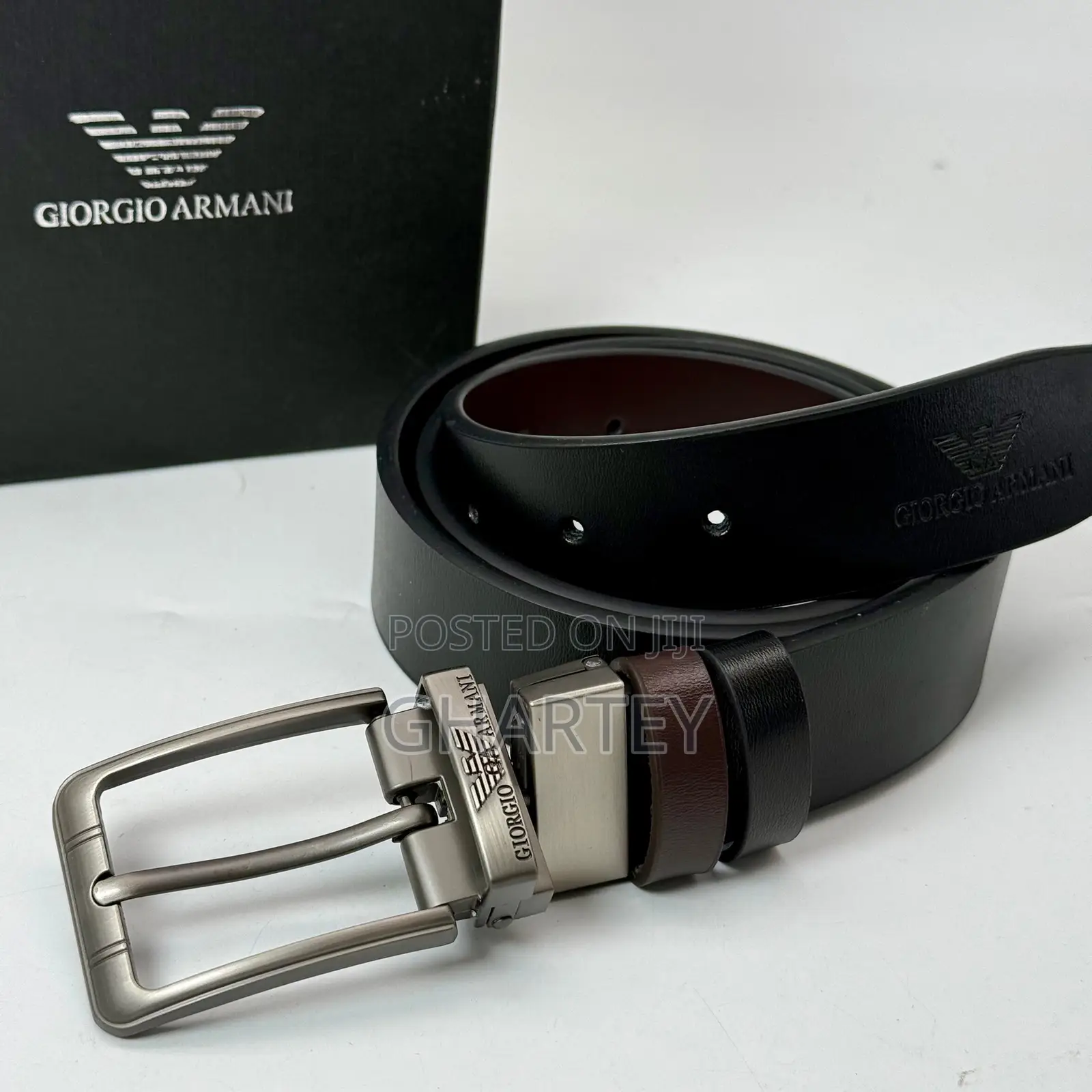 Leather Men’S Reversible Belts in Box