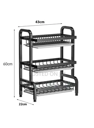 3-Tier Stainless Steel Dish Drying Rack With Utensil. Ghx7515