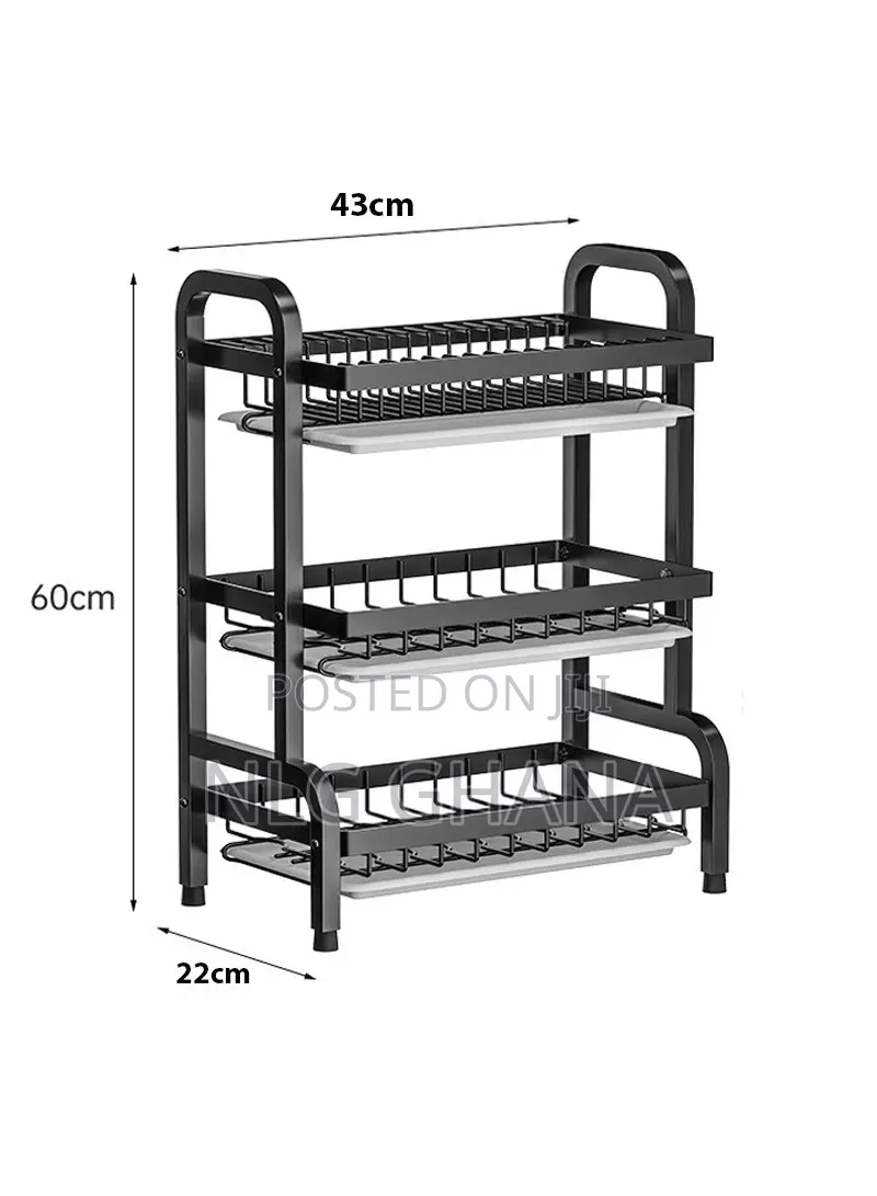 3-Tier Stainless Steel Dish Drying Rack With Utensil. Ghx7515