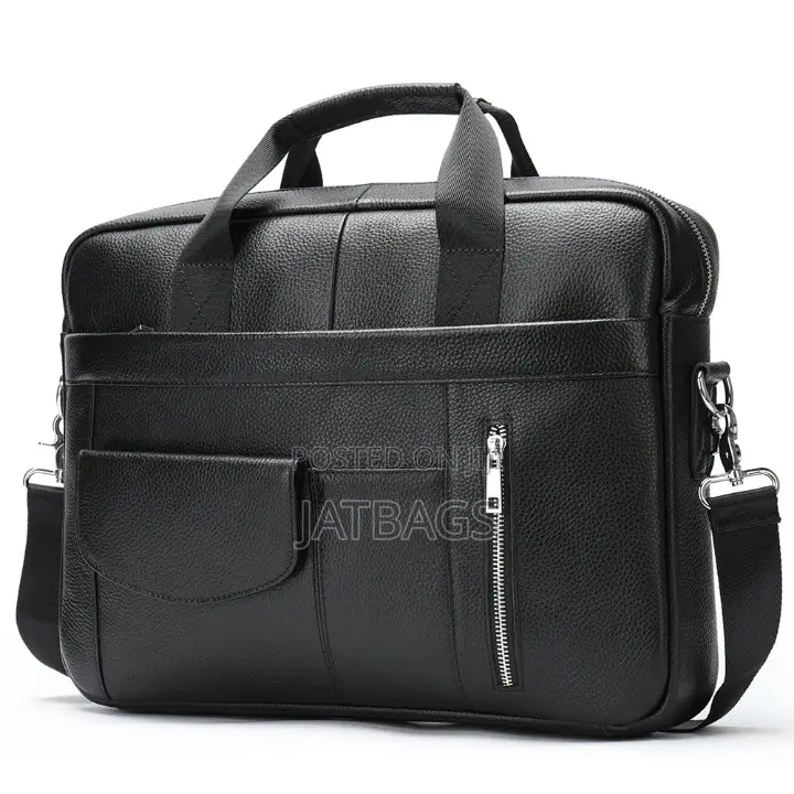 Black Genuine 14-15 Inches Leather Laptop Bag (Free Delivery)