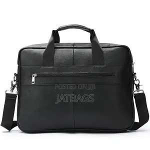 Black Genuine 14-15 Inches Leather Laptop Bag (Free Delivery)