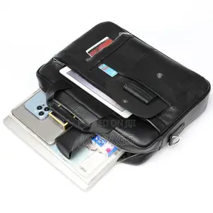 Black Genuine 14-15 Inches Leather Laptop Bag (Free Delivery)