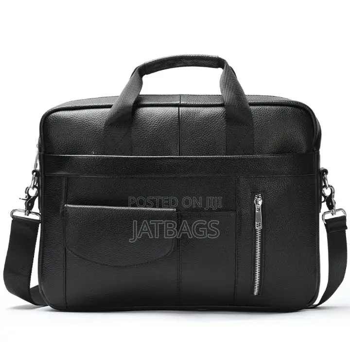 Black Genuine 14-15 Inches Leather Laptop Bag (Free Delivery)