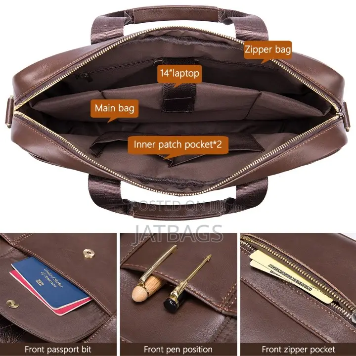 Black Genuine 14-15 Inches Leather Laptop Bag (Free Delivery)