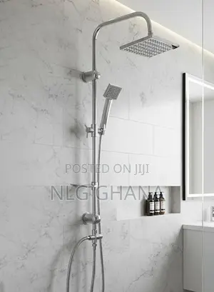 Stainless Steel Shower Set With Rainfall Overhead.