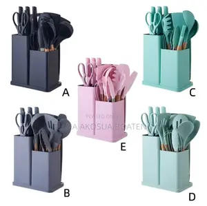 19 PCS Silicone Kitchen Spoon Set Knives With Chopping Board