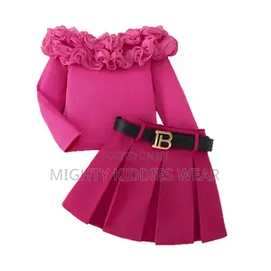 Girls Long-Sleeved T-Shirt + Pure Color Skirt + Belt Ages 6yrs
