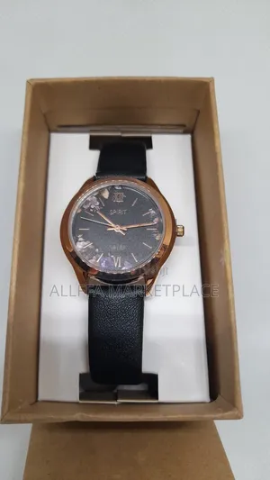 Spirit Solar Floral Dial Black Strap Watch