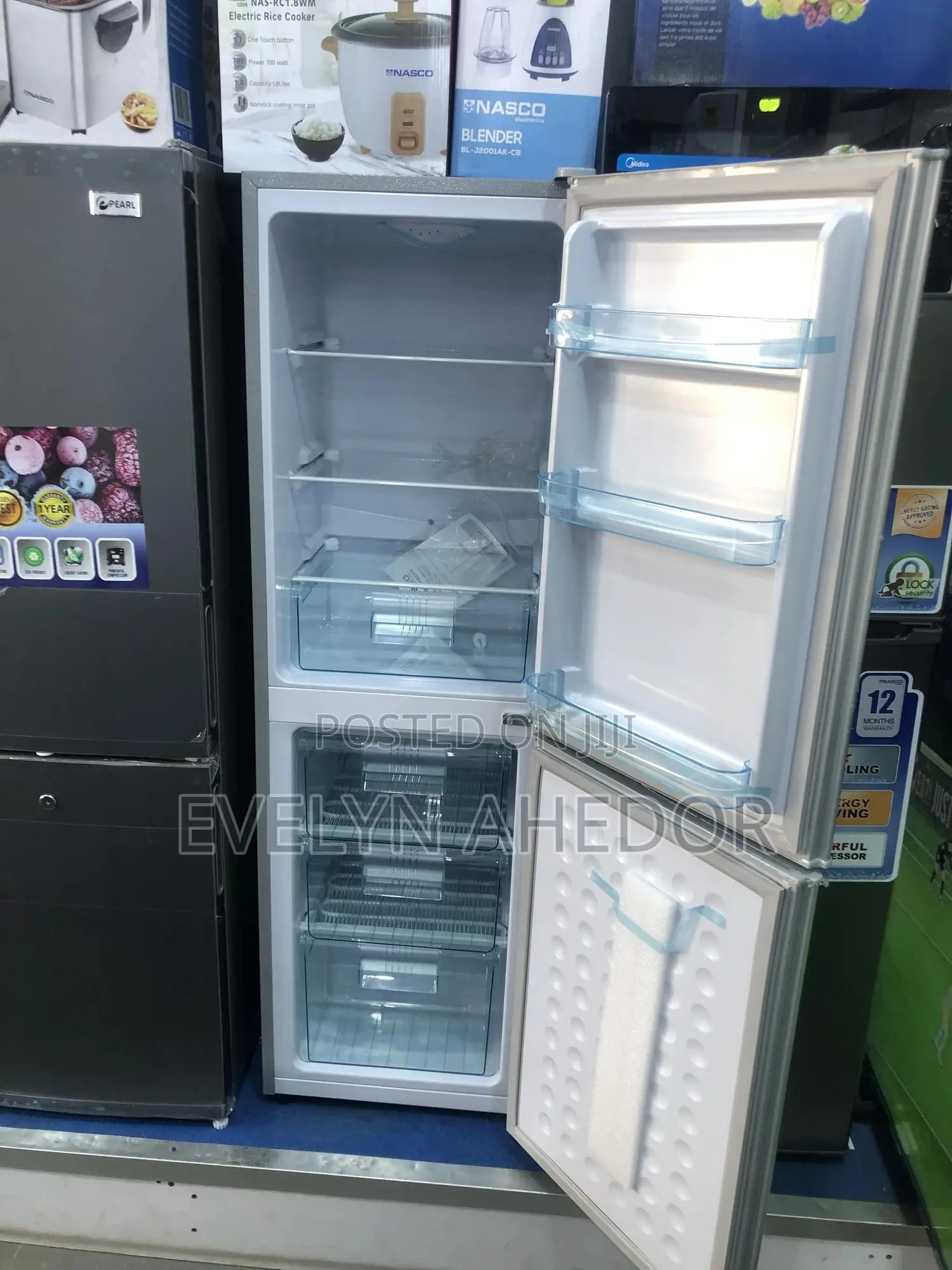 Nasco Bottom Freezer Double Door Fridge 158 Liters