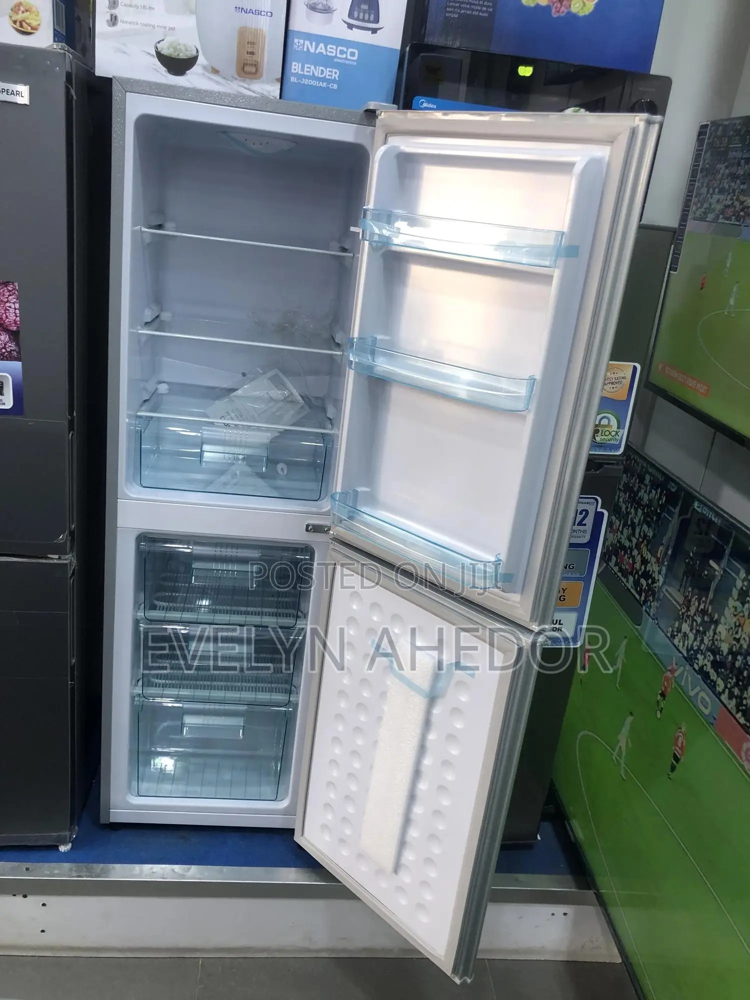Nasco Bottom Freezer Double Door Fridge 158 Liters