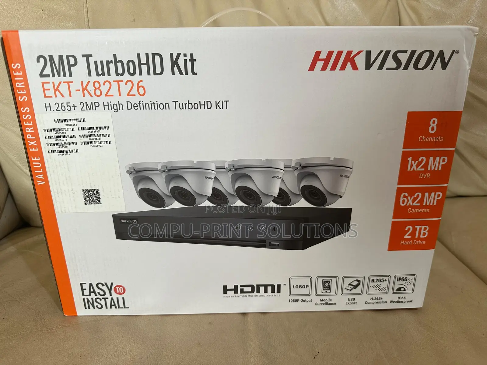 Hikvision Ekt-K82t26 8-Ch DVR + 6qtys 2mp Night Vision Turret Camera