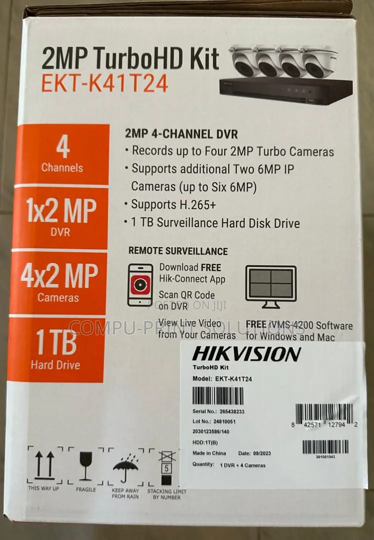 Hikvision Ekt-K41t24 4-Ch 4mp DVR With 1tb and 4qty 2mp Turret Cameras