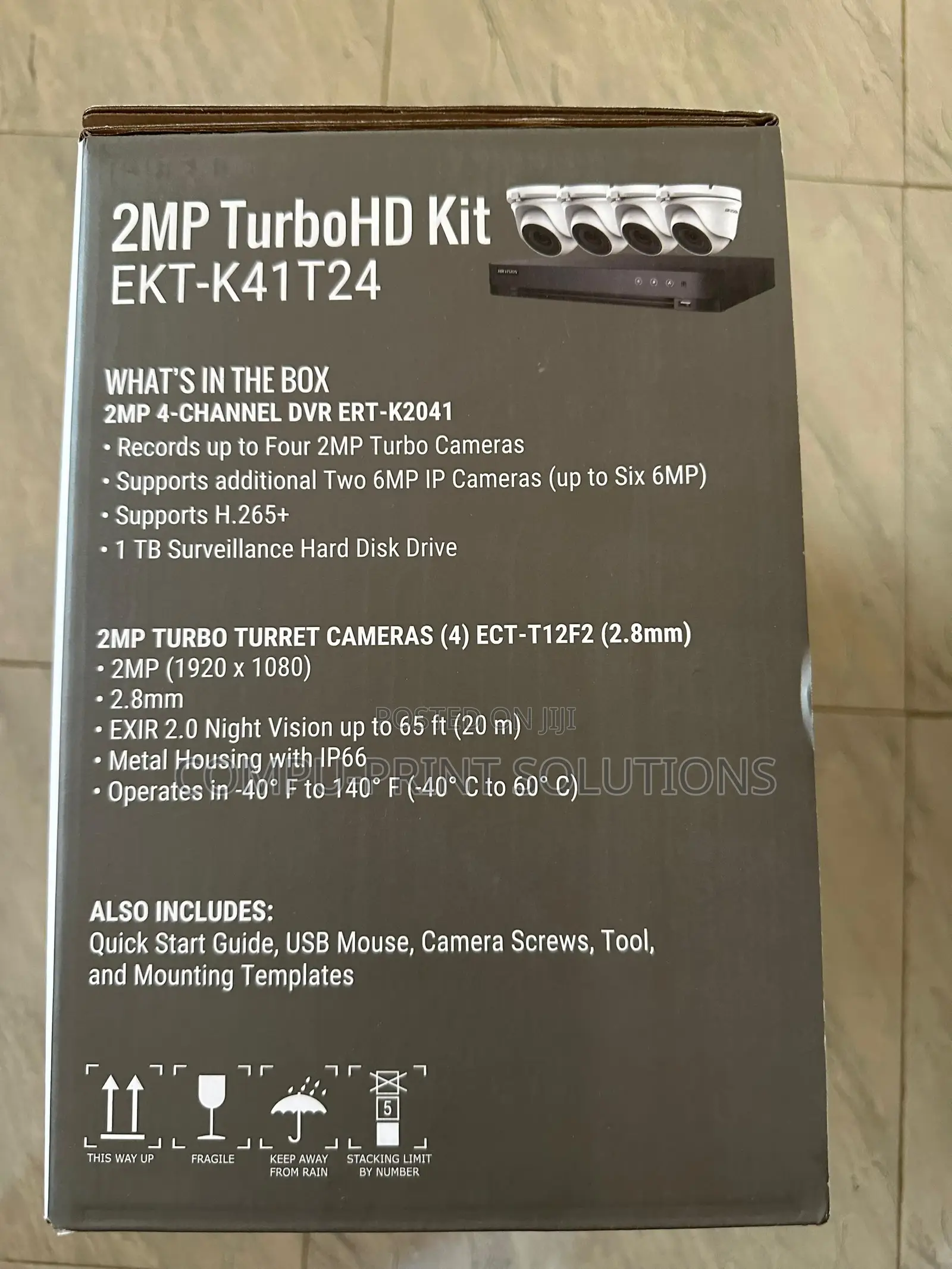 Hikvision Ekt-K41t24 4-Ch 4mp DVR With 1tb and 4qty 2mp Turret Cameras