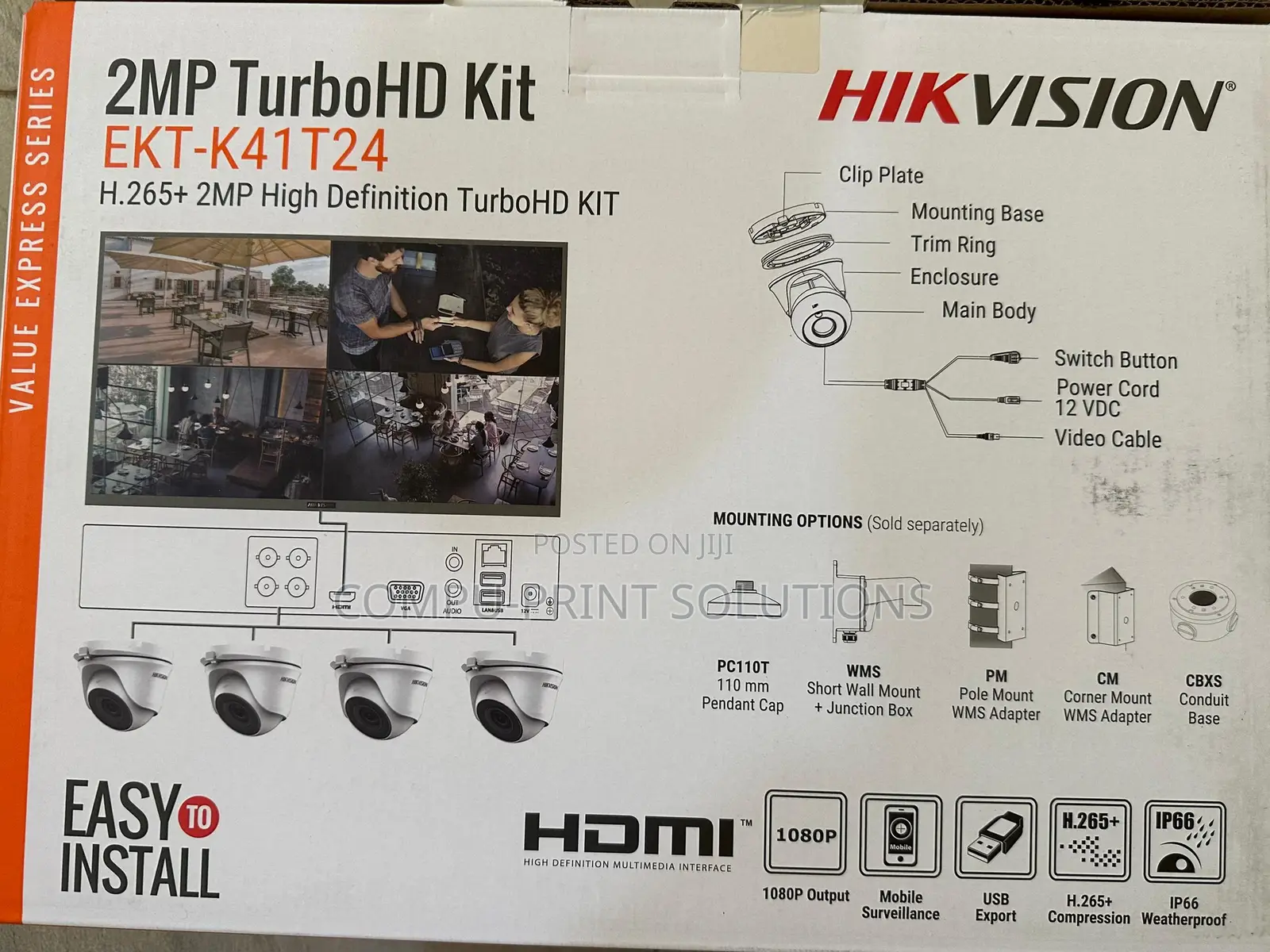 Hikvision Ekt-K41t24 4-Ch 4mp DVR With 1tb and 4qty 2mp Turret Cameras