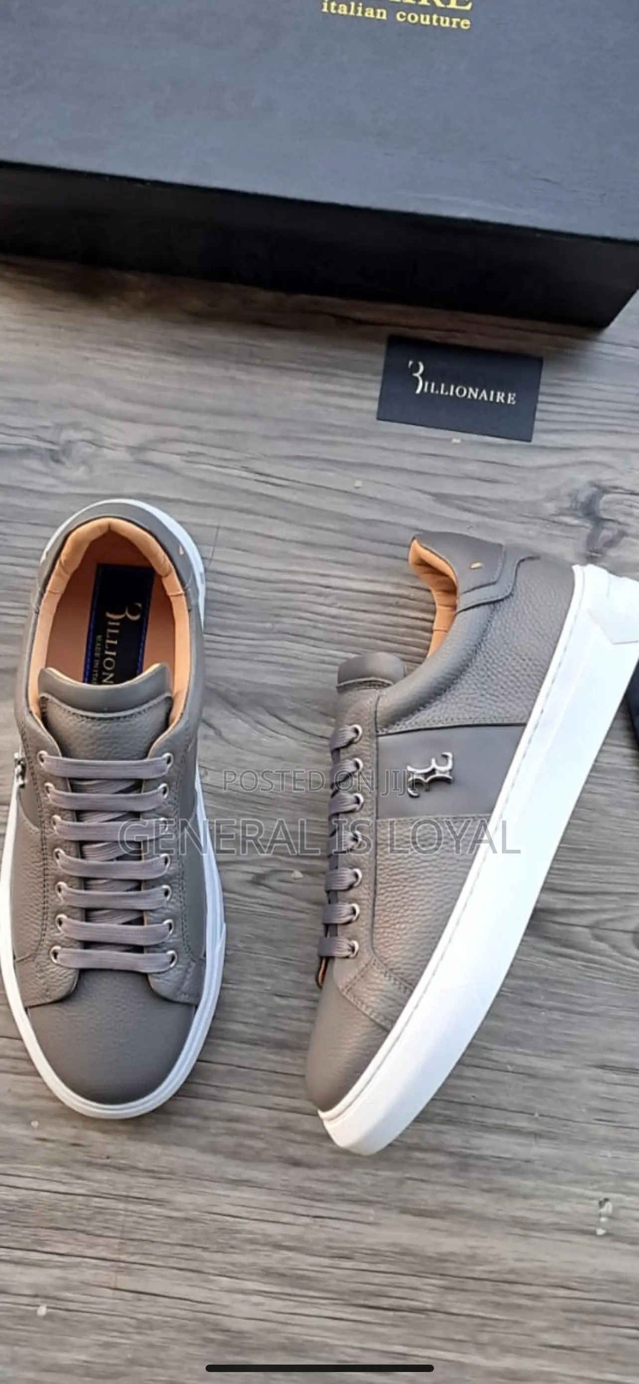 Billionaire Lo-top Sneakers In Gray Calf Leather